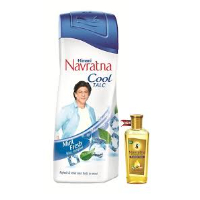 Navratna Cool Talc Mint Fresh 100g with Free Navratna Gold Cool Oil 50ml – Cooling Body Powder Combo