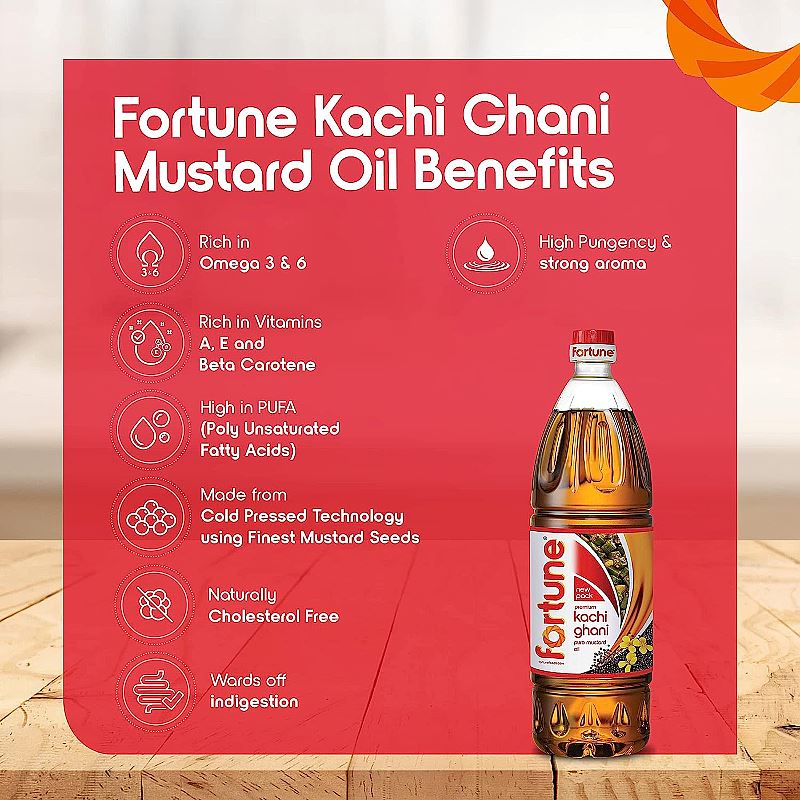 Fortune Kachi Ghani Mustard Oil 500ml – Pure Mustard Cooking Oil - Image 2