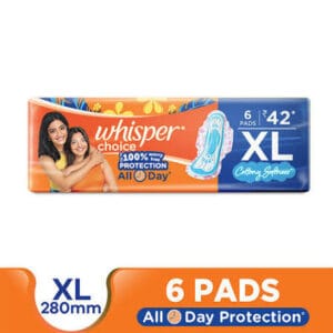 Whisper Choice XL Sanitary Pads for Women 6 Pads | Extra Long