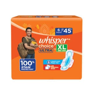 Whisper Choice Ultra XL Sanitary Pads 6 Pieces | Extra Long Leak Protection