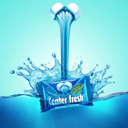 Center Fresh Chewing Gum Pack of 25 Pieces | Mint Flavoured Liquid Filled Gum